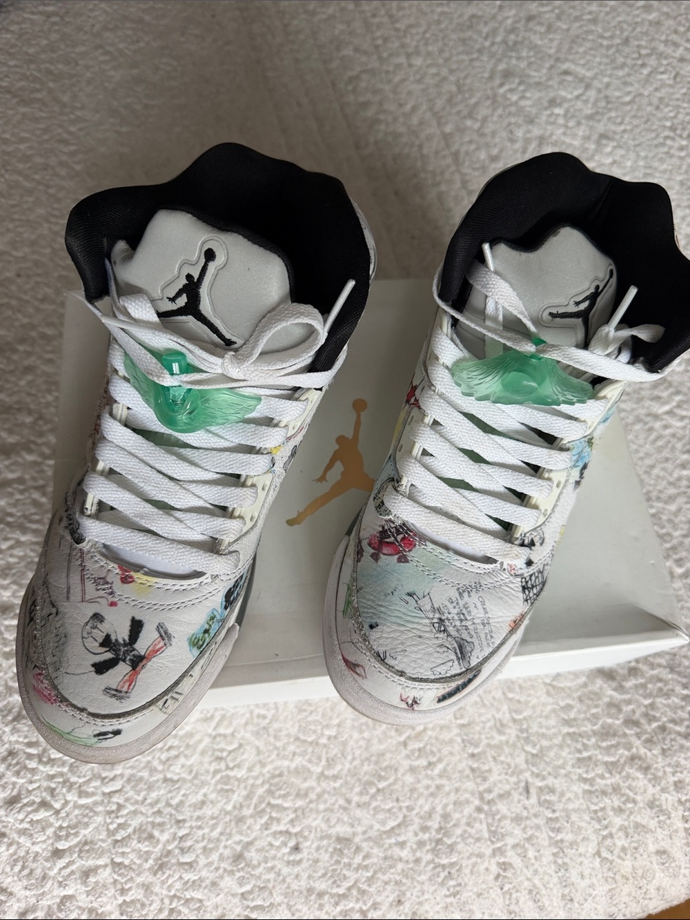 Jordan Women’s White Floral Print High-Top Sneakers with Black Trim